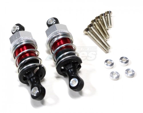 GPM Racing Miscellaneous All 50mm Aluminum Adjustable Shocks 1 Pair for Competition Red (Silver Springs)