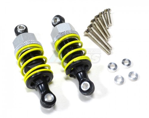 GPM Racing Miscellaneous All 50mm Aluminum Adjustable Shocks 1 Pair for Competition Silver (Yellow Spring)