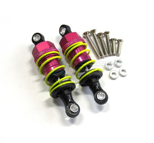 GPM Racing Miscellaneous All Plastic Ball Top Damper (55mm) With 1.5mm Coil Spring & Washers & Screws - 1pr Set Pink