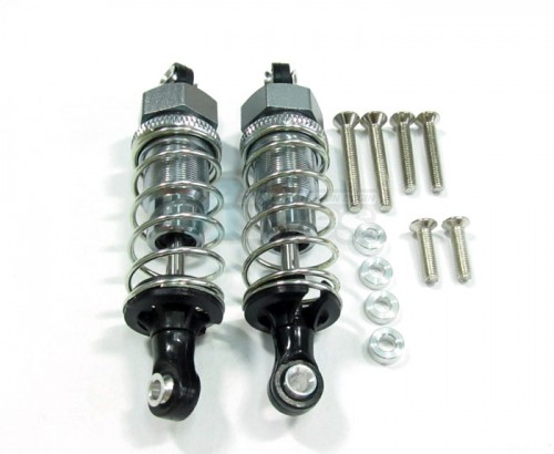 GPM Racing Miscellaneous All 65MM Aluminum Adjustable Shocks 1 Pair for Competition Gun Metal (Silver Spring)