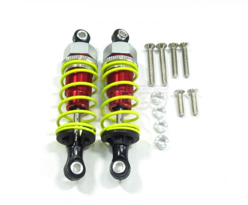 GPM Racing Miscellaneous All Plastic Ball Top Damper (65mm) With 1.5mm Coil Spring & Washers & Screws - 1pr Set Red
