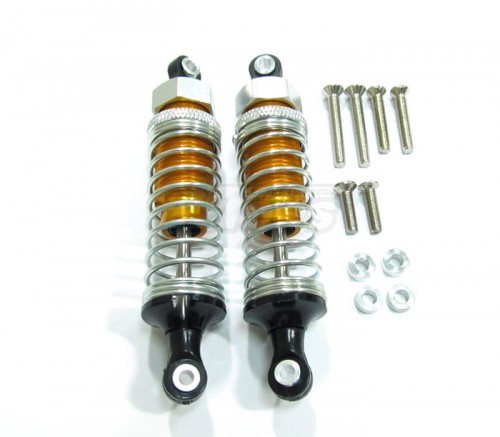 GPM Racing Miscellaneous All 75mm Aluminum Adjustable Shocks 1 Pair for Competition Gold (Silver Springs)