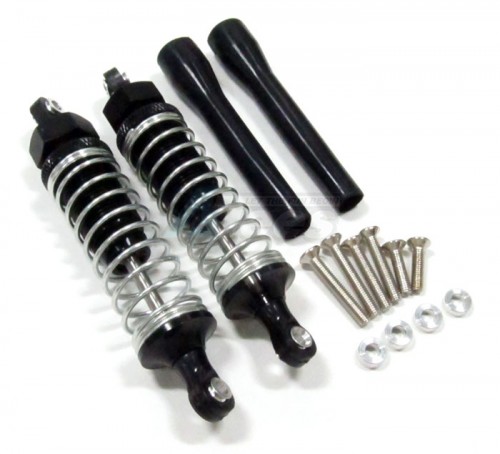 GPM Racing Miscellaneous All 80mm Aluminum Adjustable Shocks 1 Pair For Competition Black (Silver Springs)