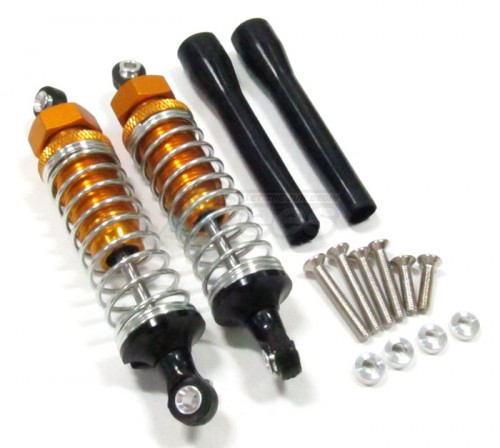 GPM Racing Miscellaneous All 80mm Aluminum Adjustable Shocks 1 Pair For Competition Gold (Silver Springs)