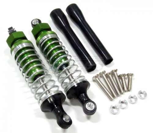 GPM Racing Miscellaneous All 80mm Aluminum Adjustable Shocks 1 Pair For Competition Green (Silver Springs)