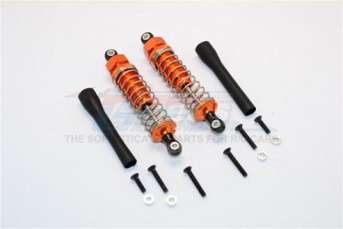 GPM Racing Miscellaneous All Plastic Ball Top Damper (85mm) With 1.2mm Coil Spring & Dust-proof Black Plastic Cover & Washers & Screws - 1pr Set Orange