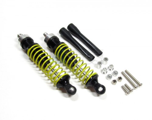 GPM Racing Miscellaneous All Plastic Ball Top Damper (90 mm) With 1.2mm Coil Spring & Dust-Proof Black Plastic Cover & Washers & Screws 1 Pair Set Black (Silver Springs)