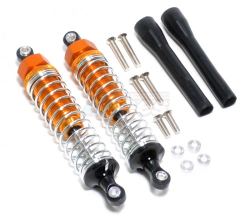 GPM Racing Miscellaneous All Plastic Ball Top Damper (90mm) With 1.2mm Coil Spring & Dust-proof Black Plastic Cover & Washers & Screws - 1pr Set Gold