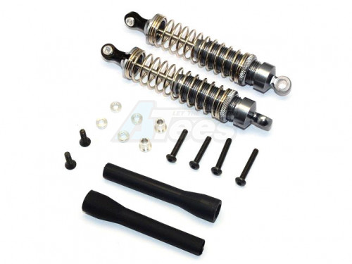 GPM Racing Miscellaneous All Plastic Ball Top Damper (90mm) With 1.2mm Coil Spring & Dust-proof Black Plastic Cover & Washers & Screws - 1pr Set Gun Metal