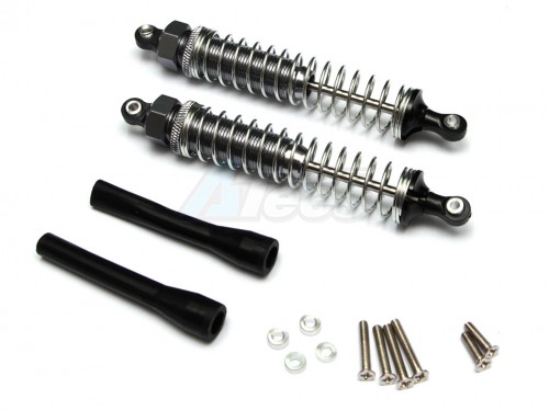 GPM Racing Miscellaneous All Plastic Ball Top Damper (105mm) With 1.2mm Coil Spring & Dust-proof Black Plastic Cover & Washers & Screws - 1pr Set Gun Metal