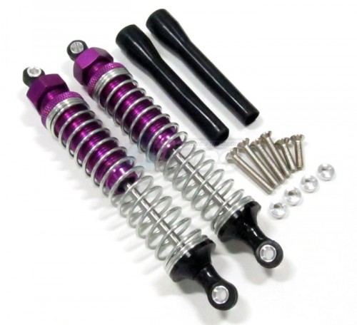 GPM Racing Miscellaneous All Plastic Ball Top Damper (105mm) With 1.2mm Coil Spring & Dust-proof Black Plastic Cover & Washers & Screws - 1pr Set Purple