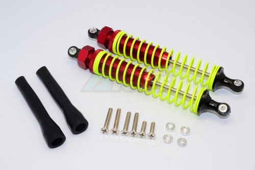 GPM Racing Miscellaneous All Plastic Ball Top Damper (110mm) With 1.2mm Coil Spring & Dust-proof Black Plastic Cover & Washers & Screws - 1pr Set Red