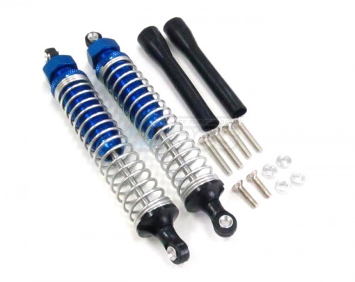 GPM Racing Miscellaneous All Plastic Ball Top Damper (120mm) With 1.2mm Coil Spring & Dust-proof Black Plastic Cover & Washers & Screws - 1pr Set Blue