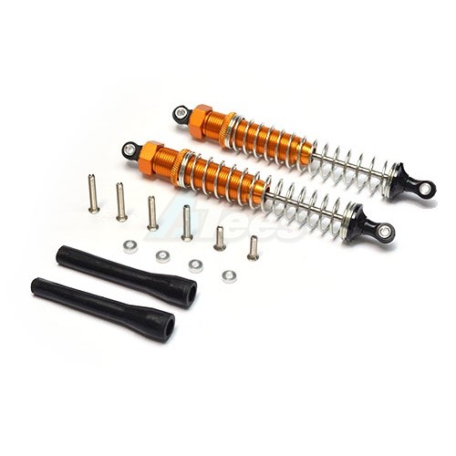 GPM Racing Miscellaneous All Plastic Ball Top Damper (120mm) With 1.2mm Coil Spring & Dust-proof Black Plastic Cover & Washers & Screws - 1pr Set Orange