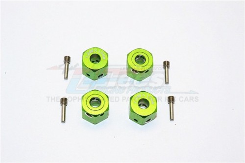 GPM Racing Miscellaneous All Aluminium Universal Hex Adapter 12MMx10MM - 4Pcs Set Green