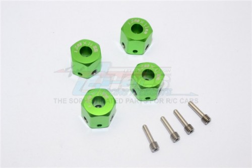 GPM Racing Miscellaneous All Aluminium Universal Hex Adapter 12MMx11MM - 4Pcs Set Green