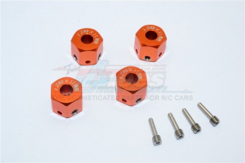 GPM Racing Miscellaneous All Aluminium Universal Hex Adapter 12MMx11MM - 4Pcs Set Orange