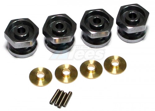 GPM Racing Team Associated RC18T Aluminum Drive Adaptor With Pins & Washers (-1mm) - 4pcs Set Gun Metal