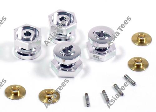 GPM Racing Team Associated RC18MT Aluminum Drive Adaptor With Pins & Washers (0mm Standard) 4 Pieces Set Silver
