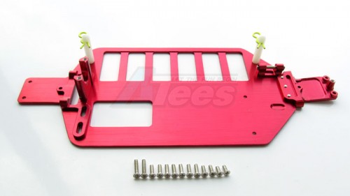 GPM Racing Team Associated RC18B Aluminum Main Chassis With Aluminum Mounts & Screws & E-clips & Delrin Posts - 1 Piece Set Economy Version Red