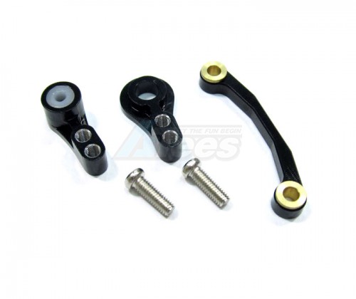 GPM Racing Team Associated RC18B Aluminum Steering Assembly With Screws & Bronze Collars - 3pcs Set Black