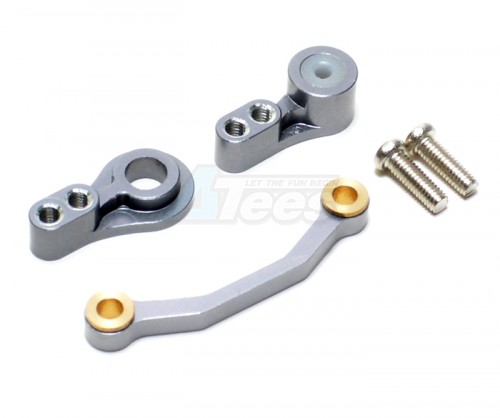 GPM Racing Team Associated RC18R Aluminum Steering Assembly With Screws & Bronze Collars - 3pcs Set Gun Metal