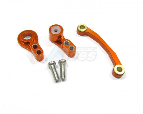 GPM Racing Team Associated RC18B Aluminum Steering Assembly With Screws & Bronze Collars - 3pcs Set Orange
