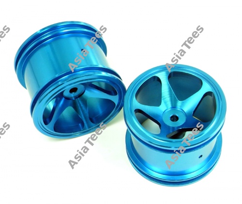 GPM Racing Team Associated RC18T Aluminum Front or Rear Standard 3d Sinkage Rims (5 Poles) -1 Pair Blue