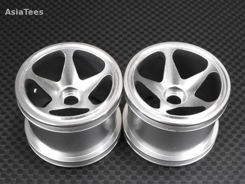 GPM Racing Team Associated RC18T Aluminum Front or Rear Standard 3d Sinkage Rims (5 Poles) -1 Pair Silver