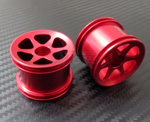 GPM Racing Team Associated RC18T Aluminum Front or Rear Standard Sinkage Surface Rims (6 Poles) -1 Pair Red