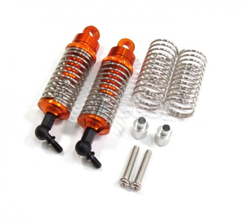 GPM Racing Team Associated RC18B Aluminum Front Adjustable Spring Dampers (47mm) With 1.0mm Springs & 0.9mm Spare Springs & Aluminum Collars & Screws - 1pr Set Orange