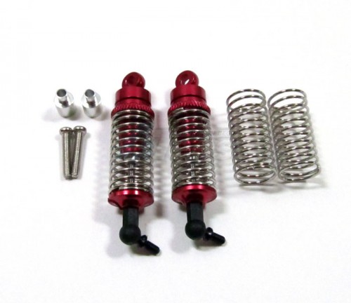 GPM Racing Team Associated RC18B Aluminum Front Adjustable Spring Dampers (47mm) With 1.0mm Springs & 0.9mm Spare Springs & Aluminum Collars & Screws - 1 Pair Set Red