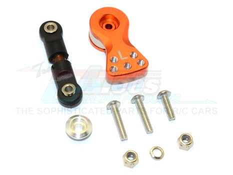 GPM Racing Arrma Kraton 6S BLX Spring Steel Anti-Thread Tie Rod With Aluminium Servo Horn For 25T Spline Output Shaft for 106005/106015/106018/106040T1 - 9Pc Set Orange