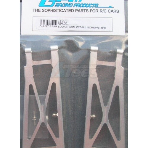 GPM Racing Team Associated RC10T4 Aluminum Rear Lower Arm With Ball Screws - 1 Pair Silver