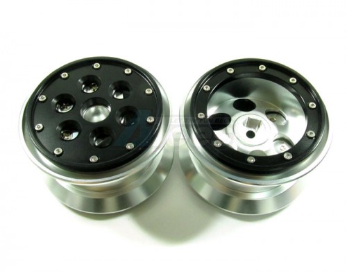 GPM Racing Tamiya CR01 Aluminum Beadlock Weighted Wheels With Weight Holder & Bearings Suitable For All 2.2 Tires - 1 Pair Set Black