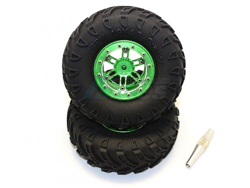 GPM Racing Miscellaneous All Aluminium 6 Poles Simulation Wheels In Silver Edge With 1.9 Tire & Hex Tool (All Silver Screws) - 1Pr Set