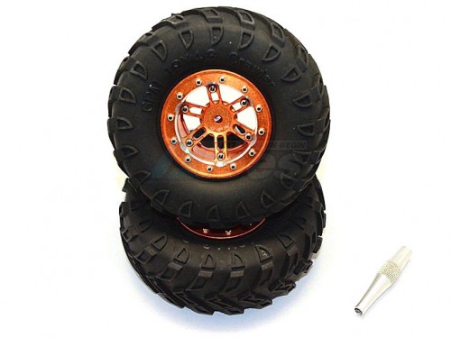 GPM Racing Miscellaneous All Aluminium 6 Poles Simulation Wheels In Silver Edge With 1.9 Tire & Hex Tool (All Silver Screws) - 1Pr Set