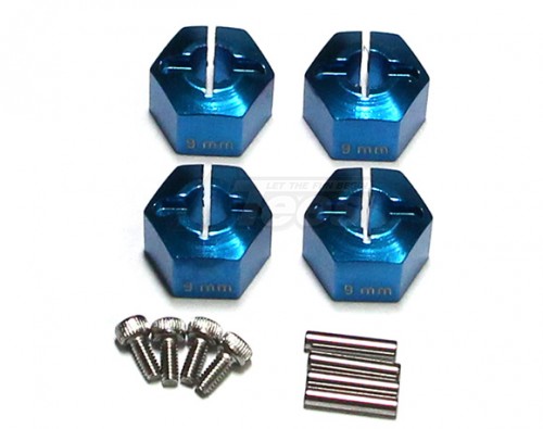 GPM Racing Axial Wraith Aluminum Hex Adapter (12mmx9mm) - 4pcs Set For Axial Exoscx10wraith Blue