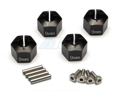 GPM Racing Axial Wraith Aluminum Hex Adapter (12mmx9mm) - 4pcs Set For Axial Exoscx10wraith Black
