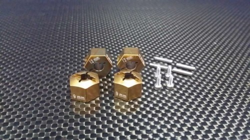 GPM Racing Axial Wraith Aluminum Hex Adapter (12mmx9mm) - 4pcs Set For Axial Exoscx10wraith Golden Black