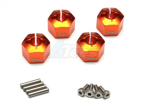 GPM Racing Axial SCX10 Aluminum Hex Adapter (12mmx9mm) - 4pcs Set For Axial Exoscx10wraith Orange