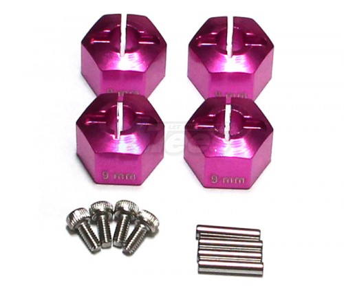 GPM Racing Axial Wraith Aluminum Hex Adapter (12mmx9mm) - 4pcs Set For Axial Exoscx10wraith Purple
