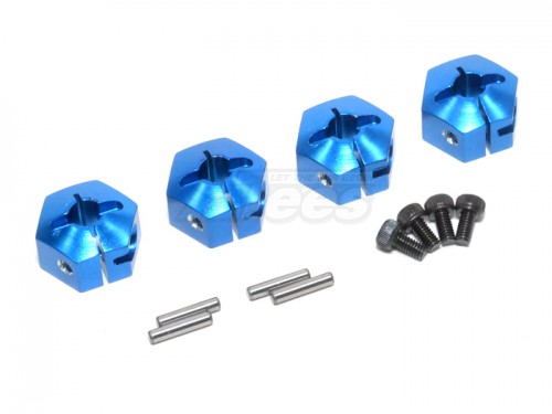 GPM Racing Axial EXO Aluminum Hex Adapter (14mmx7mm) – 4 Pcs Set Blue