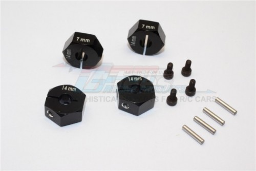 GPM Racing Axial EXO Aluminum Hex Adapter (14mmx7mm) – 4 Pcs Set Black
