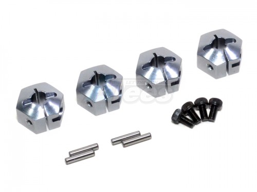 GPM Racing Axial EXO Aluminum Hex Adapter (14mmx7mm) – 4 Pcs Set Gun Metal
