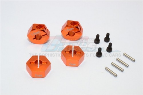 GPM Racing Axial EXO Aluminum Hex Adapter (14mmx7mm) – 4 Pcs Set Orange