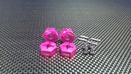 GPM Racing Axial EXO Aluminum Hex Adapter (14mmx7mm) – 4 Pcs Set Pink