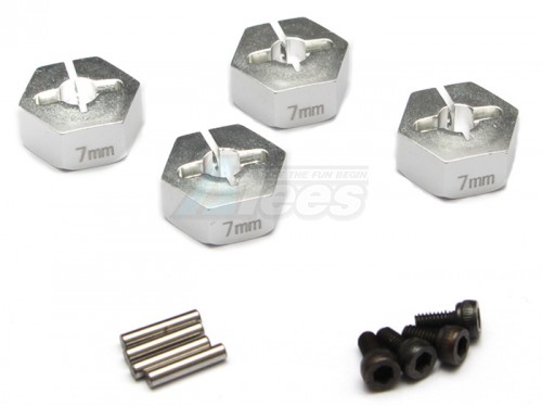 GPM Racing Axial Wraith Aluminum Hex Adapter (14mmx7mm) – 4 Pcs Set Silver