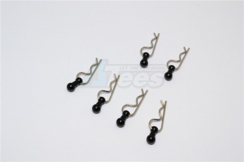 GPM Racing Miscellaneous All Body Clips + Aluminium Mount For 1/36 To 1/16 Models - 6Pcs Set Black