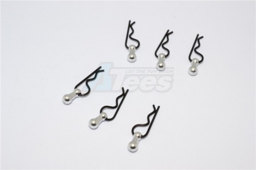 GPM Racing Miscellaneous All Body Clips + Aluminium Mount For 1/36 To 1/16 Models - 6Pcs Set Silver